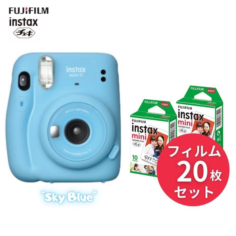 最新のデザイン 新品)チェキinstax mini11 BLUEカメラケース付 SKY ...