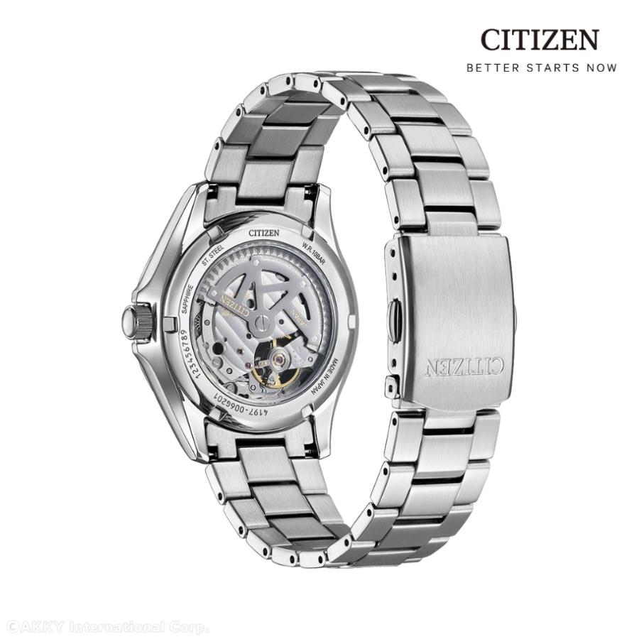 シチズン CITIZEN 腕時計 機械式 自動巻(手巻付き) サファイアガラス 日本製 オープンハート シルバー ブラック NP1010-78E メンズ 国内正規品｜akky-international｜07