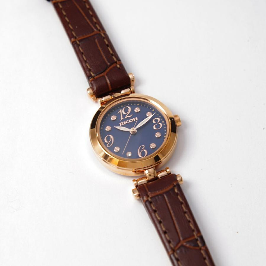 リコー RICOH 腕時計 ソーラー SOLAR 日本製 ネイビー/ピンクゴールド 革ベルト RSL10208 レディース [女性用]｜akky-international｜07