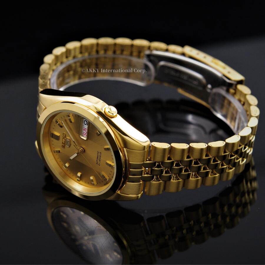 セイコー SEIKO 5 腕時計 海外モデル 自動巻き 日本製 ゴールド文字盤