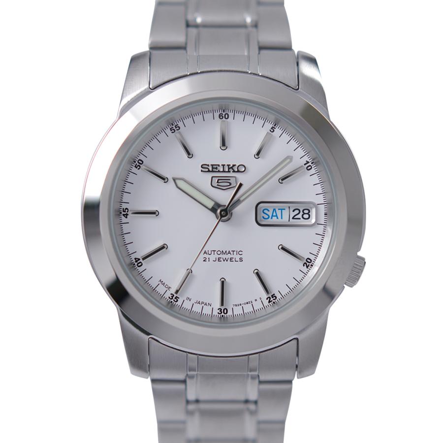 セイコー SEIKO 5 腕時計 海外モデル 自動巻き 日本製 ホワイト文字盤 裏蓋スケルトン SNKE49J1 メンズ 逆輸入品｜akky-international｜02