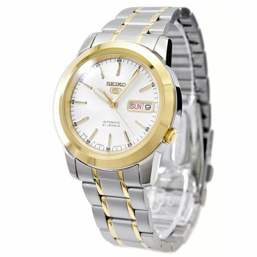 セイコー SEIKO 5 腕時計 自動巻き 日本製 ゴールドxシルバー 海外