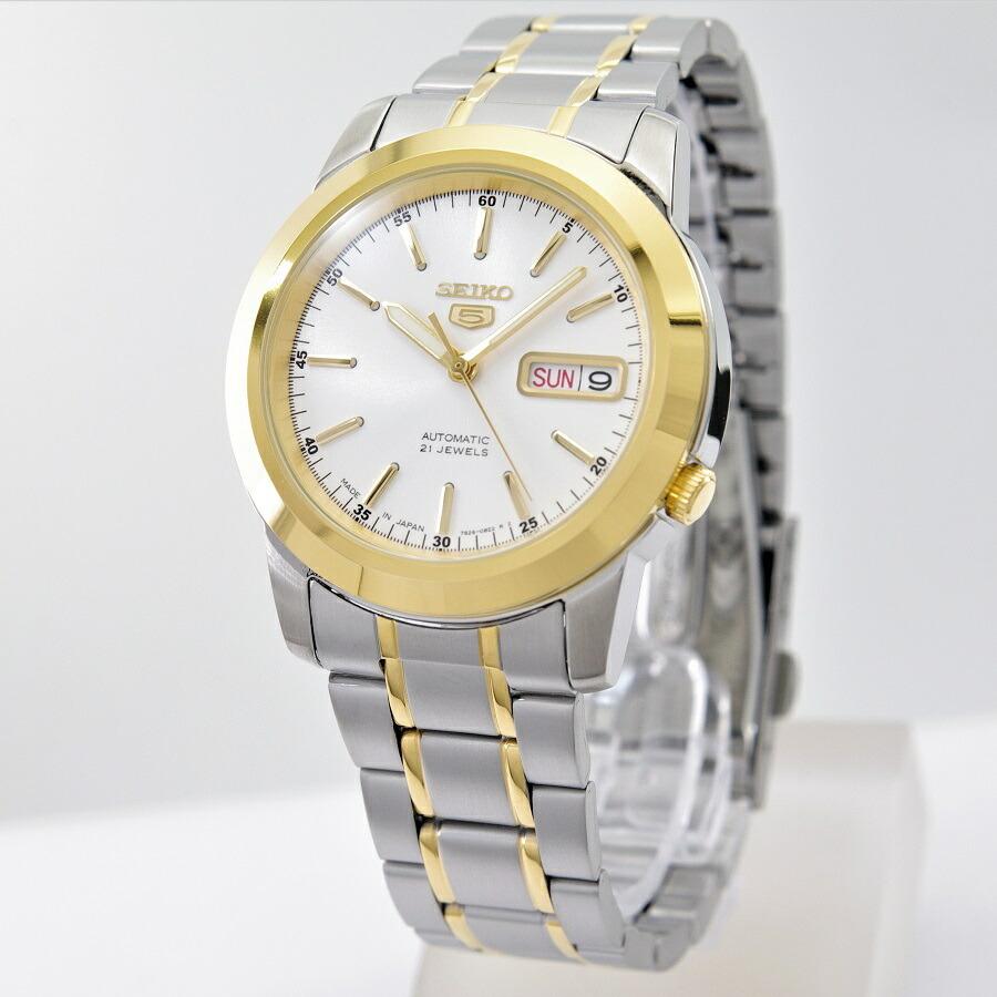 セイコー SEIKO 5 腕時計 自動巻き 日本製 ゴールドxシルバー 海外 