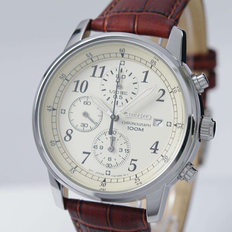 稼働品 SEIKO セイコー SQ100 メンズ 腕時計 クロノグラフ クォーツ SEIKO（セイコー） 腕時計 クオーツ クロノグラフ 100M防水 ベージュ