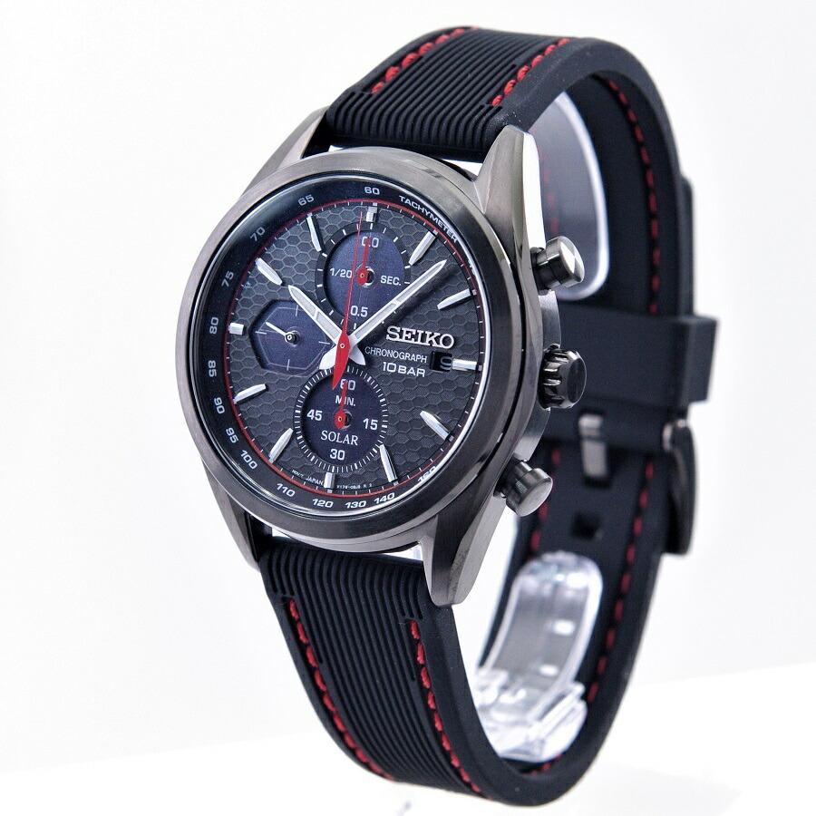 セイコー SEIKO 腕時計 ソーラー クロノグラフ ブラック 海外モデル 