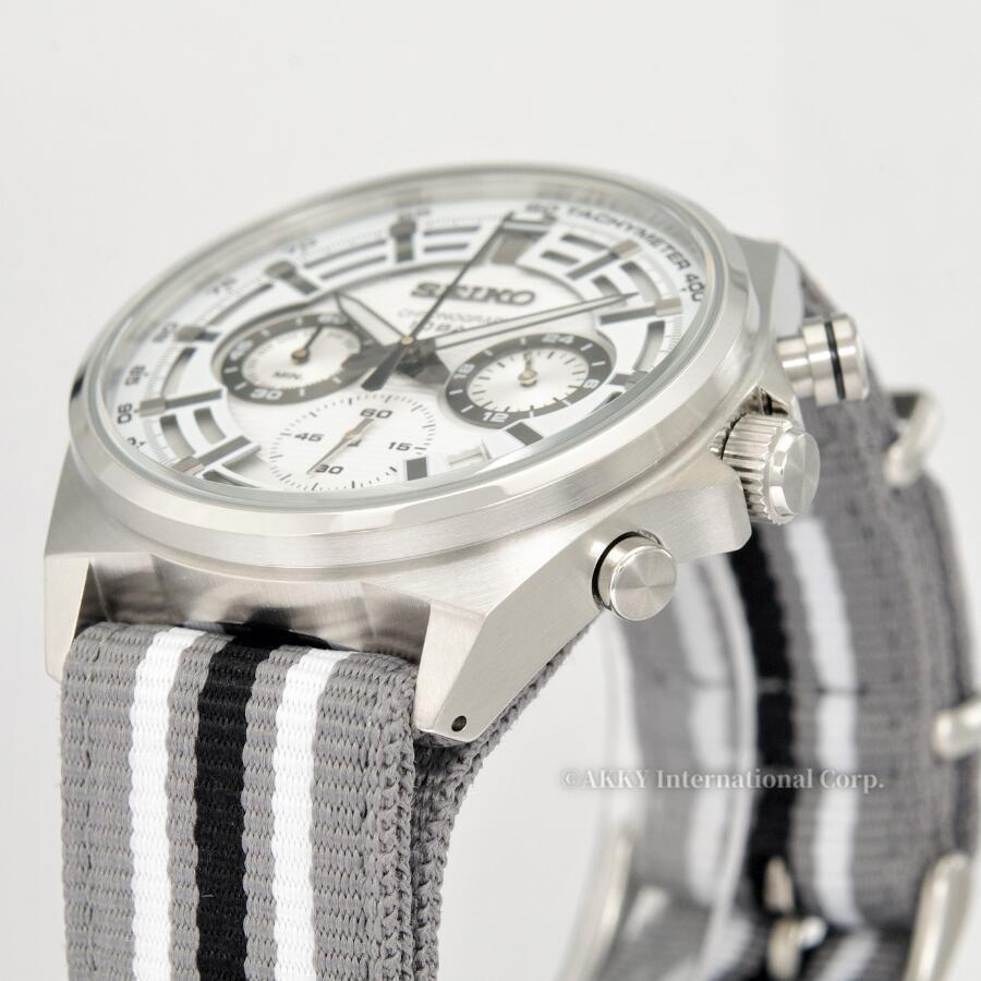 SEIKO（セイコー） 腕時計 クロノグラフ ホワイト ナイロンバンド 海外 