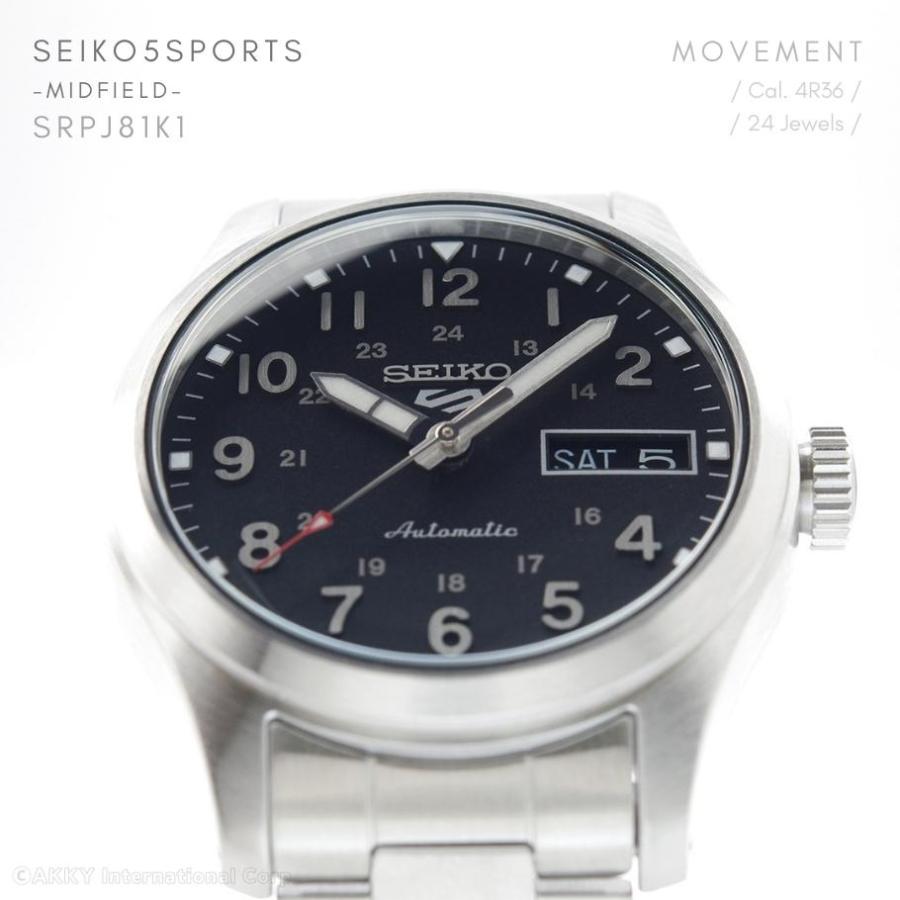 セイコー SEIKO 腕時計 5 SPORTS 海外モデル 自動巻き(手巻付き) "IN THE METAL" 36mm ミッドサイズ ブラック Cal.4R36搭載 SRPJ81K1 メンズ [逆輸入品]｜akky-international｜05