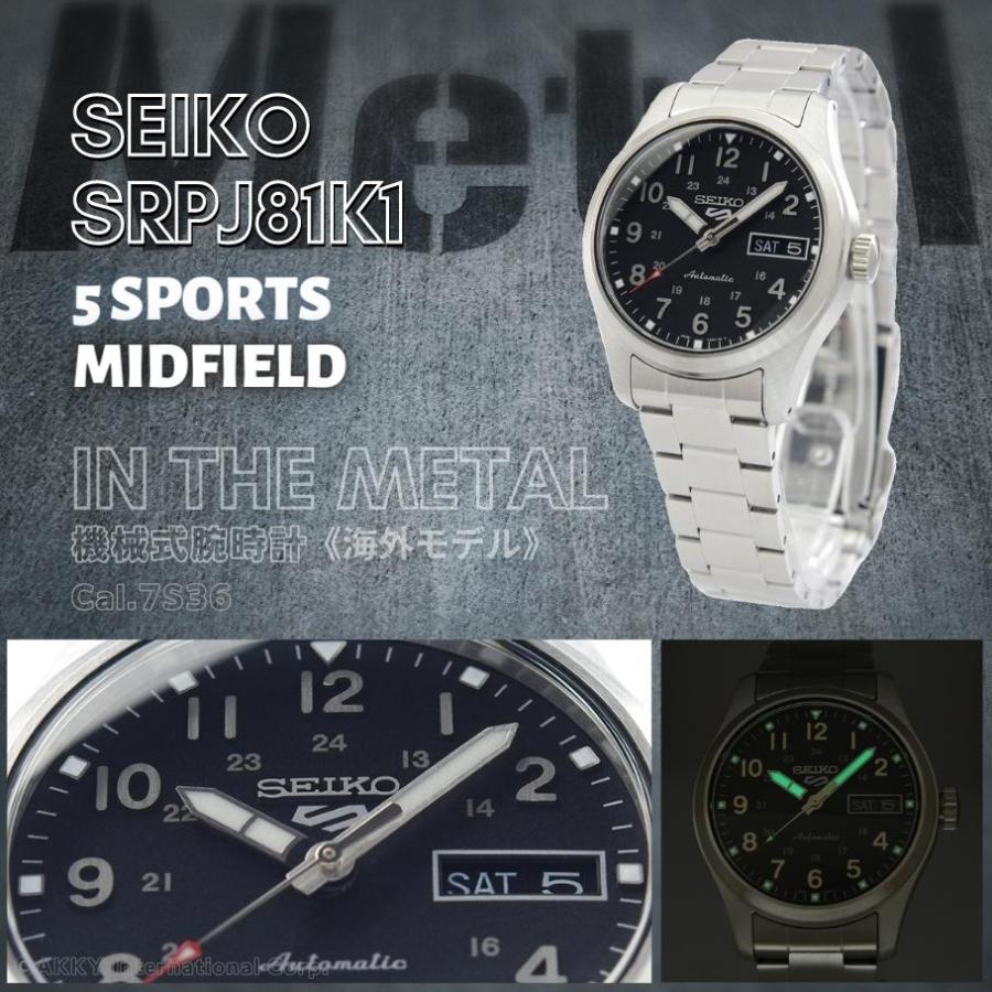 セイコー SEIKO 腕時計 5 SPORTS 海外モデル 自動巻き(手巻付き) "IN THE METAL" 36mm ミッドサイズ ブラック Cal.4R36搭載 SRPJ81K1 メンズ [逆輸入品]｜akky-international｜07