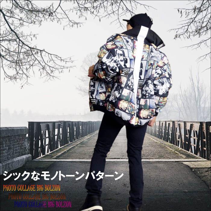RE730 ビッグブルゾン ドルマンスリーブ コラージュ プリント