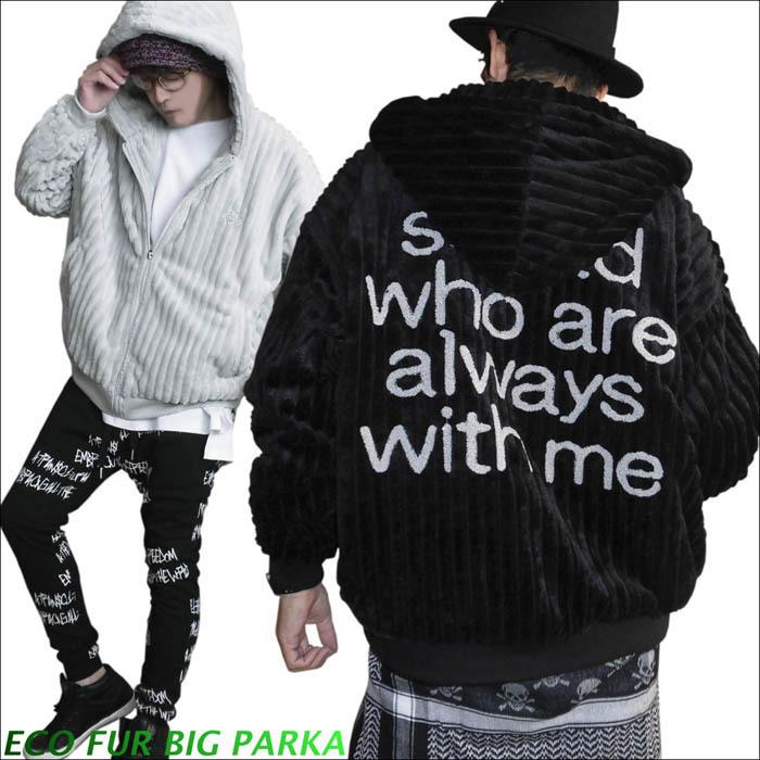 ブリーフィングCE ロゴテープパーカーブルゾン（Lサイズ）ブラック・新品未使用品 ビッグシルエット フェイクファー パーカー ブルゾン バックロゴ 針