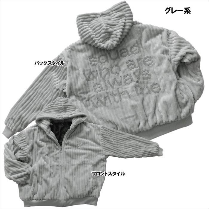 ビッグシルエット フェイクファー パーカー ブルゾン バックロゴ 針