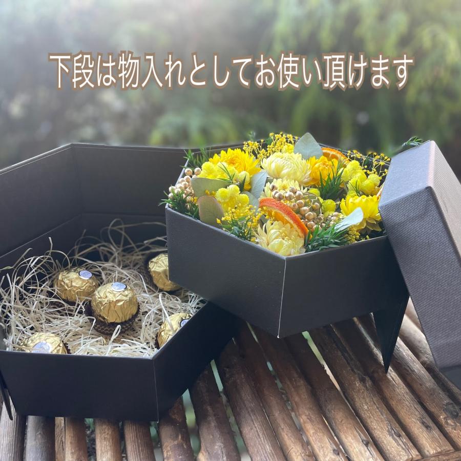 花 ドライフラワー花束 スワッグ 2段BOX アレンジ プリザーブド
