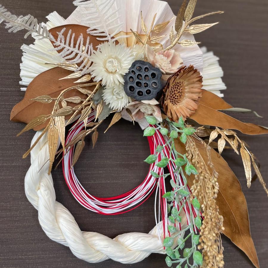 リース しめ縄飾り 松村工芸 いわみ稲わらリース穂付18 25-1114-0 しめ縄 正月飾り しめ縄