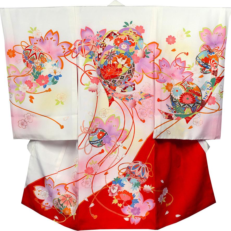 七五三　3歳　お着物セット　刺繍入り被布 七五三 着物 3歳 女の子 正絹 刺繍入 被布セット 新品73jg3903