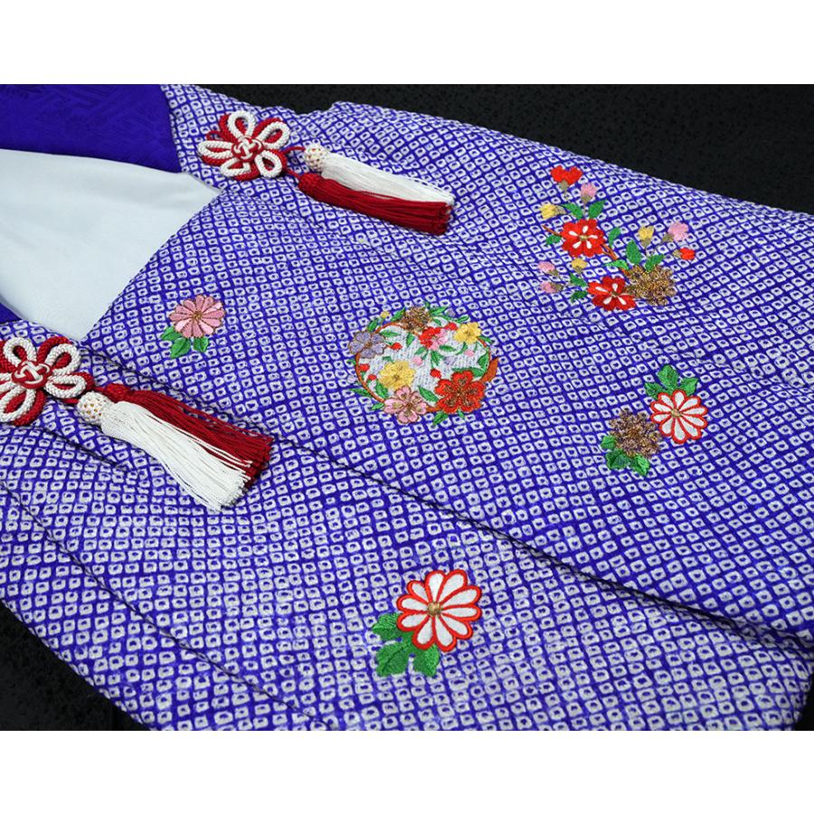七五三 3歳 正絹 被布コート 女の子 青紫 絞り 刺繍入り S寸 ht339 お