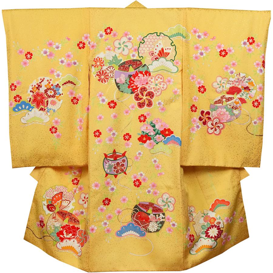 お宮参り 着物 女の子 祝着 初着 産着 正絹のしめ 黄色 新品j2035