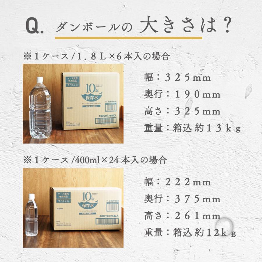 赤穂化成 10年保存水 1.8L 6本（6本×1ケース）ラベルレス 保存水 備蓄