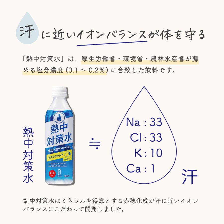 スポーツドリンク 熱中対策水 レモン 日向夏 アセロラ  500ml 24本 バラエティセット 熱中症対策 天塩 部活動 スポーツ 塩分補給 赤穂化成｜akol2｜08