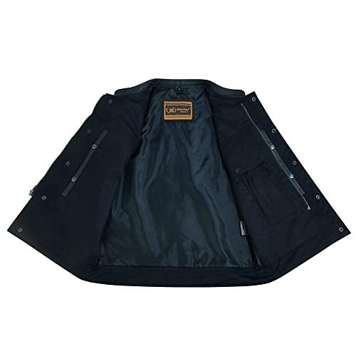 【驚きの値段】 男子革オートバイベストガンポケット付ヒドゥンジッパークラブベスト(4 XL、ブラック)