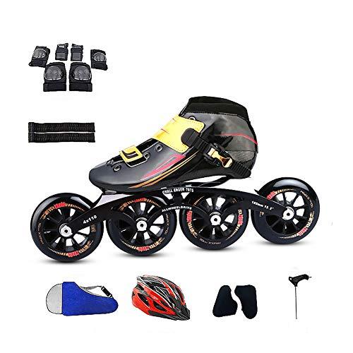 2026年 UYBAGプロスピードスケートシューズ保護具付き男女用インラインスケート子供用ローラースケートカーボンファイバー4 90/100/110 mmホイール黒32 【QGW2333357870】(81396円)