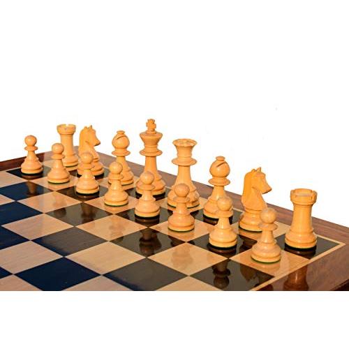 チェス帝国--B 210アンリ・シャベシリーズオリジナルチェスセットからの復刻ボックスウッド&アンティークダーク金メッキ3.625インチキング贅沢ウッドチェス