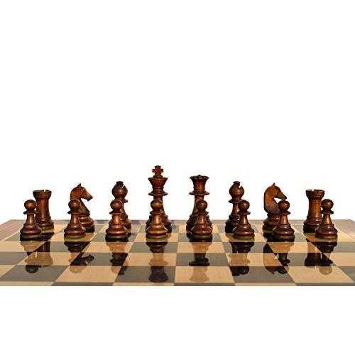 チェス帝国--B 210アンリ・シャベシリーズオリジナルチェスセットからの復刻ボックスウッド&アンティークダーク金メッキ3.625インチキング贅沢ウッドチェス