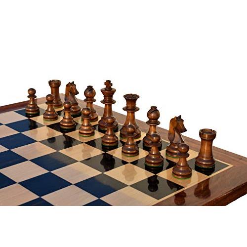 チェス帝国--B 210アンリ・シャベシリーズオリジナルチェスセットからの復刻ボックスウッド&アンティークダーク金メッキ3.625インチキング贅沢ウッドチェス