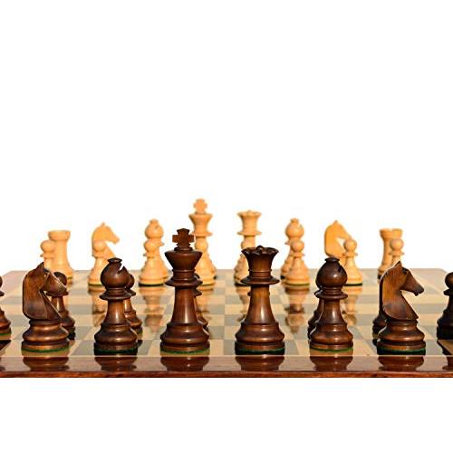 チェス帝国--B 210アンリ・シャベシリーズオリジナルチェスセットからの復刻ボックスウッド&アンティークダーク金メッキ3.625インチキング贅沢ウッドチェス