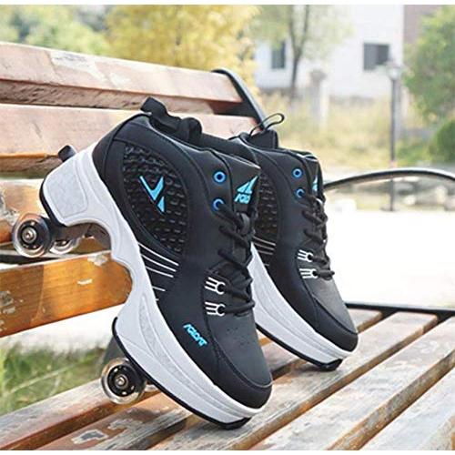 LDTXH自動歩行靴インビジブルローラースケート、2 in 1パルクールシューズ/インラインローラースケート靴、複列クワッドローラースケート屋外スポーツキック in LDTXH自動歩行靴インビジブルローラースケート 1パルクールシューズ/インラインローラースケート靴