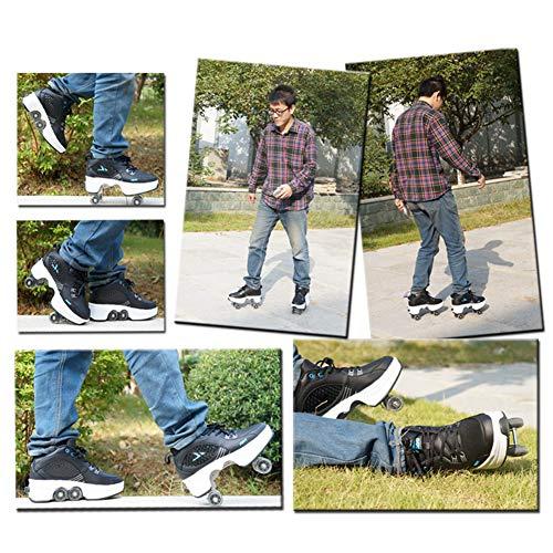 LDTXH自動歩行靴インビジブルローラースケート、2 in 1パルクールシューズ/インラインローラースケート靴、複列クワッドローラースケート屋外スポーツキック in LDTXH自動歩行靴インビジブルローラースケート 1パルクールシューズ/インラインローラースケート靴