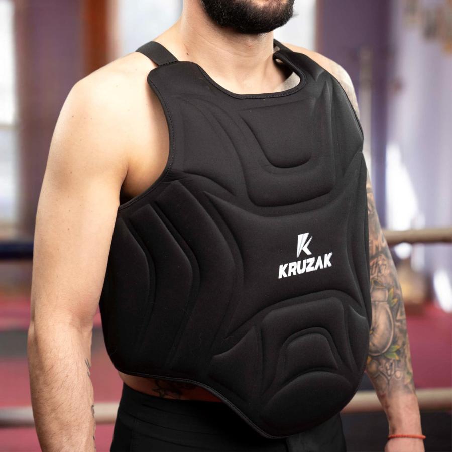クルザックボクシングボディプロテクター-上半身と肋骨用の調整可能パッド入りチェストシールド-MMA、ムエタイ、キックボクシング、スパーリング、格闘技、 スポーツ コンプレッションウエア トップス M1444192028(12769円)