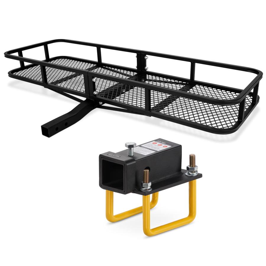 ARKSEN 60"x 24"ヘビーデューティヒッチマウント角度付きカーゴキャリアトウヒッチ、荷物保管バスケットW/Uボルト2"ヒッチ