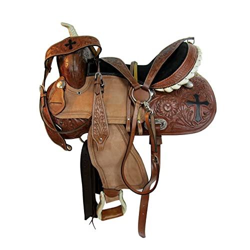 【新品 送料込み】 カウボーイウエスタンサドル15 16 17ホースプレジャーバレルレーシングレザーTACKセット (17インチ) 【NA2910220111】(101521円)