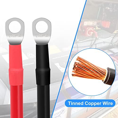 4 AWGバッテリーケーブル4ゲージブラック+レッドバッテリー線、3/8インチ端子コネクタ付き、RV車用純銅製カーバッテリーインバーター