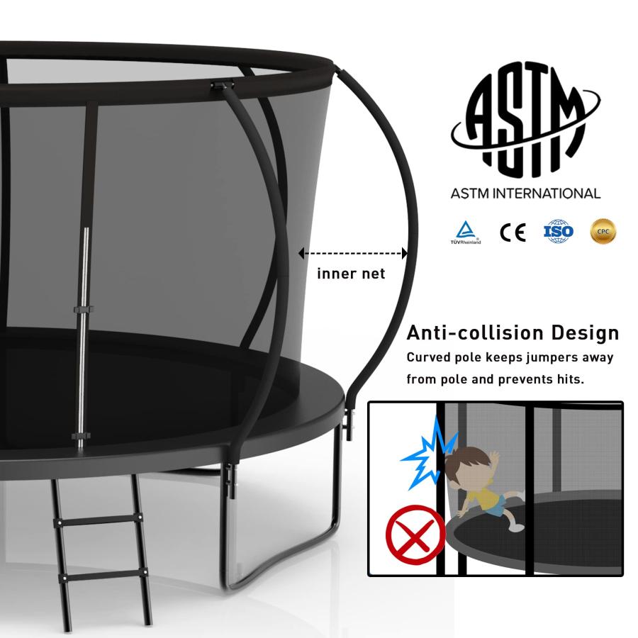 大人用ホーマタトランポリン1500 LBS重量容量14 FTギャップなしバスケットボールフープ付きレクリエーショナルトランポリン全面亜鉛メッキ防錆コーティング