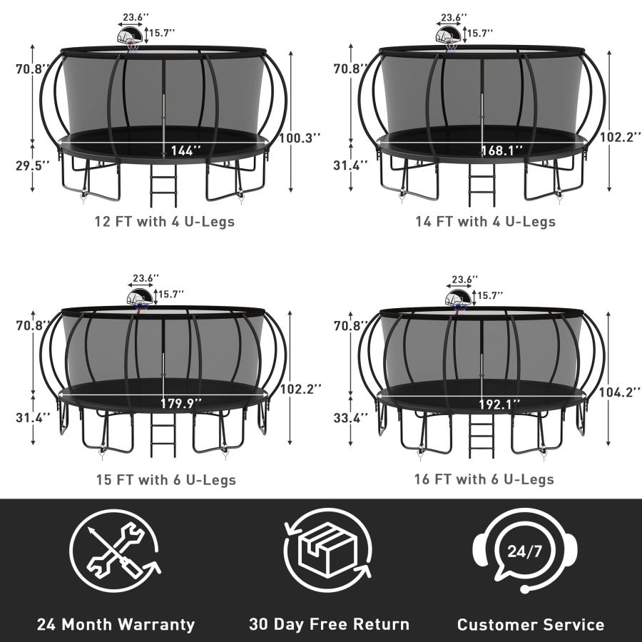 大人用ホーマタトランポリン1500 LBS重量容量14 FTギャップなしバスケットボールフープ付きレクリエーショナルトランポリン全面亜鉛メッキ防錆コーティング