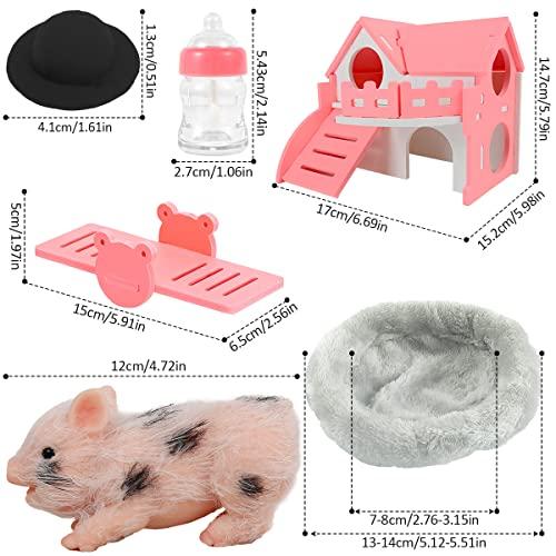 Fxvhojq 4.7 In Silicone Pig、アクセサリー付きミニシリコン豚人形玩具、ソフトリアリスティック動物人形、ミニ自然再生シリコン豚人形ギフト用フェイクペ Fxvhojq In Silicone Pig アクセサリー付きミニシリコン豚人形玩具 ソフトリアリスティック動物人形