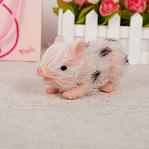Fxvhojq 4.7 In Silicone Pig、アクセサリー付きミニシリコン豚人形玩具、ソフトリアリスティック動物人形、ミニ自然再生シリコン豚人形ギフト用フェイクペ Fxvhojq In Silicone Pig アクセサリー付きミニシリコン豚人形玩具 ソフトリアリスティック動物人形