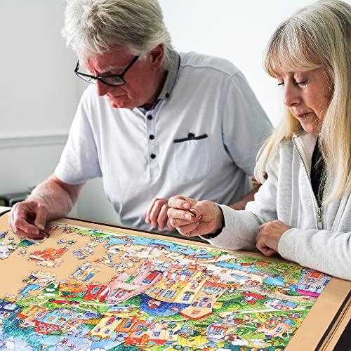 YISHANポータブルジグソーパズルテーブルボード、収納用標準パズルケース、パズルマット、パズルキーパーキャディセーバー仕分けトレー付、滑り止め面、大 YISHANポータブルジグソーパズルテーブルボード 収納用標準パズルケース パズルマット パズルキーパーキャディセーバー仕分けトレー付 滑り止め面
