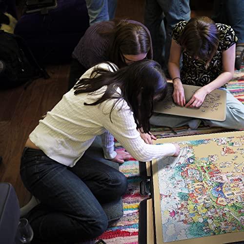 YISHANポータブルジグソーパズルテーブルボード、収納用標準パズルケース、パズルマット、パズルキーパーキャディセーバー仕分けトレー付、滑り止め面、大 YISHANポータブルジグソーパズルテーブルボード 収納用標準パズルケース パズルマット パズルキーパーキャディセーバー仕分けトレー付 滑り止め面