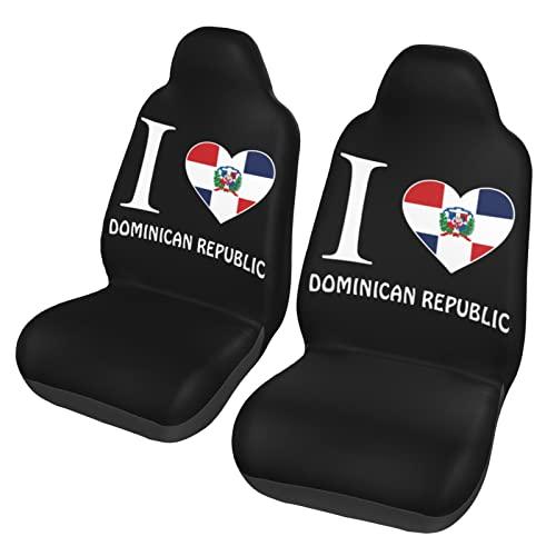 Yetcrac I Love Dominican Car Seat Cover Sets Car Front Seat Protector