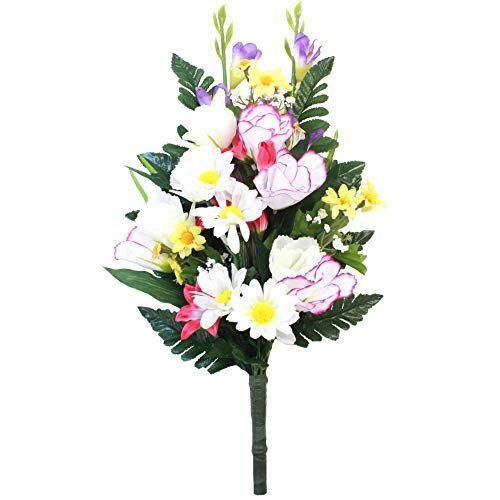 山久 造花 グラジオラス と トルコキキョウ の花束 一本 仏様のお供えに