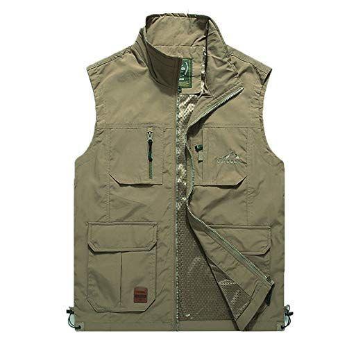 フィッシングベスト メンズ カメラマンベスト アウトドアベスト 防紫外線 立ち襟 ノースリーブ 裏メッシュ ポケット多い