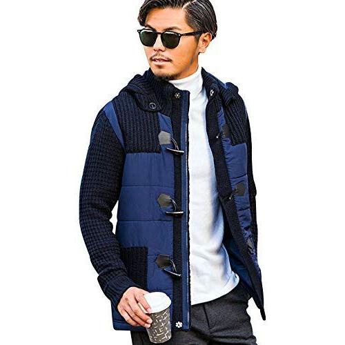 注文割引 メンズ キャバリア Cavaria 3g 70 Navy ネイビー 44 M ダッフルコート ニット 切替 中綿 コート アウター