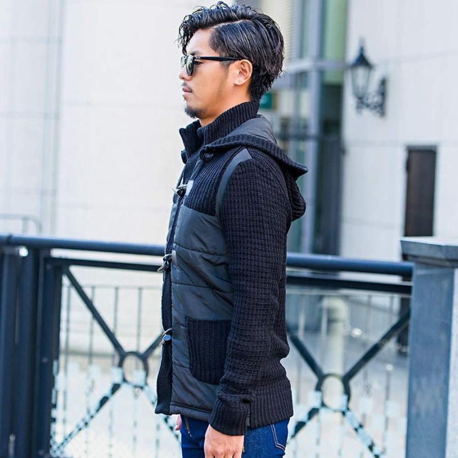 注文割引 メンズ キャバリア Cavaria 3g 70 Navy ネイビー 44 M ダッフルコート ニット 切替 中綿 コート アウター