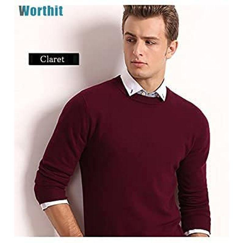 大人気定番商品 メンズウエア Worthit ニット セーター メンズ クルーネック カジュアル 長袖 無地 丸首 ニットセーター 春秋冬 Wi21 Xl ワインレッ Www Threeriversofs Com