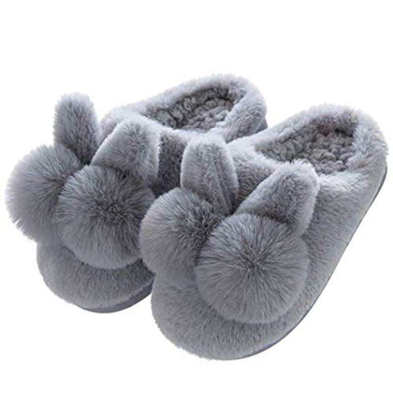 Atexiu キッズ スリッパ 子供用 ルームシューズ ウサギちゃん あったか もこもこ 室内履き 防寒 滑り止め