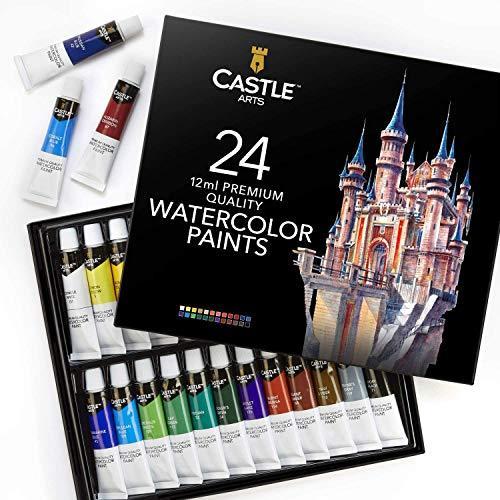 【誠実】 Art Castle Supplies 簡単で便利な高品質の塗料で素晴らしい? - 24色の鮮やかな色のチューブ入り - 水彩絵の具セット 水彩絵具