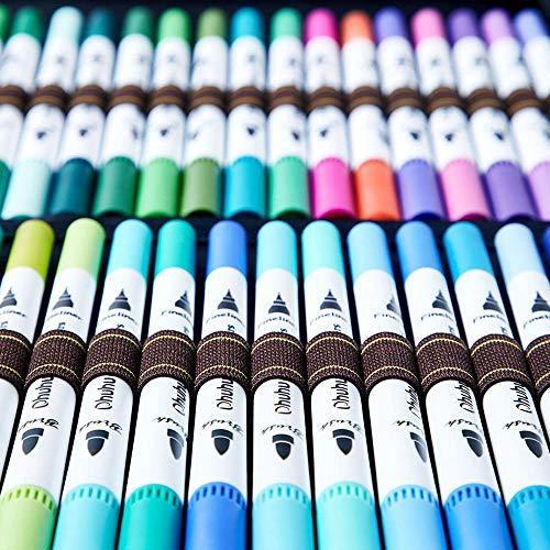 Ohuhu イラストペン 100色 ふで 極細 水彩毛筆 アートマーカーペン 水性ペン 水彩ペン 水性 鮮やか イラスト 手
