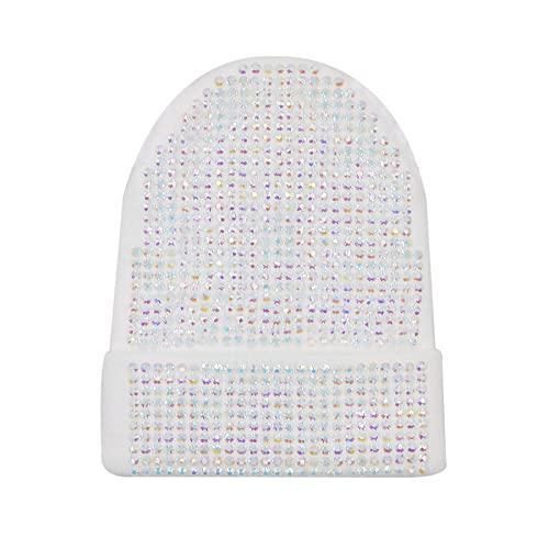 RARITYUS Unisex Shiny Bling Rhinestone Beanie Hat Y2K Skull Beanies